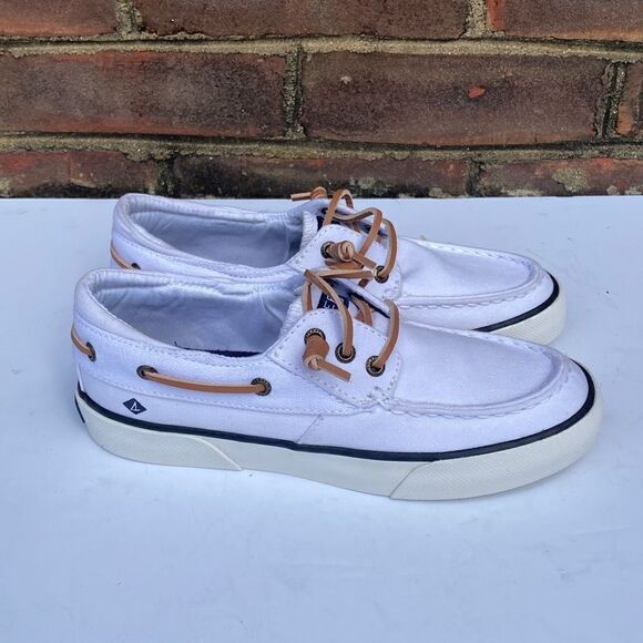 Sperry Bahama II Oxford SHIRT White Canvas Boat Shoe Size 5 NEW - Picture 1 of 9
